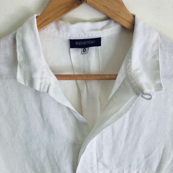 Eskandar 100% linen white button down - Picture 8 of 16